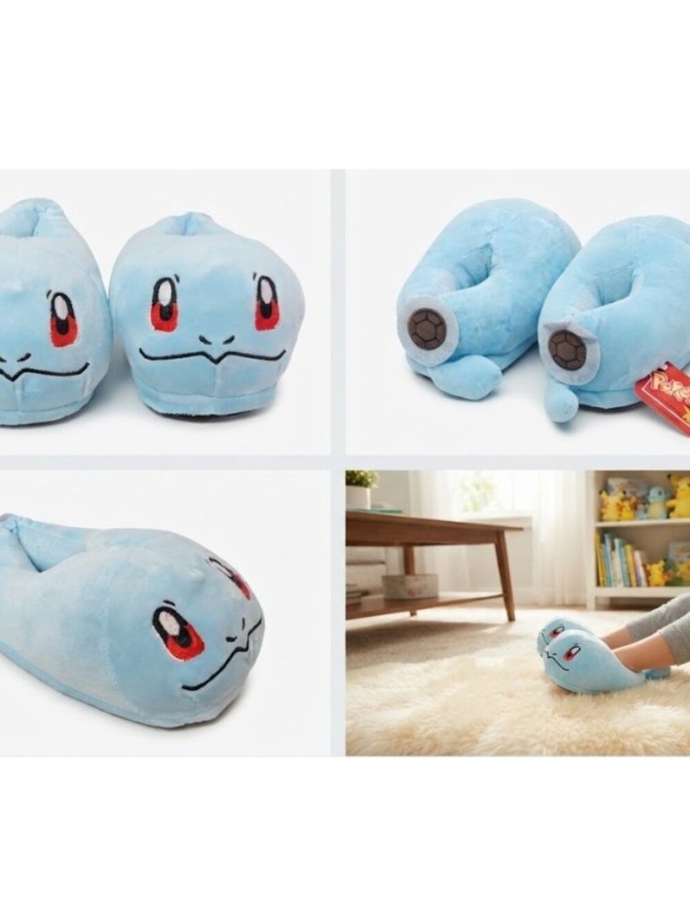 Pokemon Squirtle Kids Plush Slippers Toddler Cozy Indoor Shoes Cosplay 7.5" long